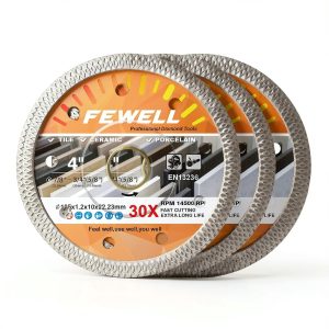 FEWELL 4 Inch Porcelain Diamond Blade Super Thin Diamond Tile Blade 3 Pcs/Lot for Cutting Porcelain Tiles Ceramic-0