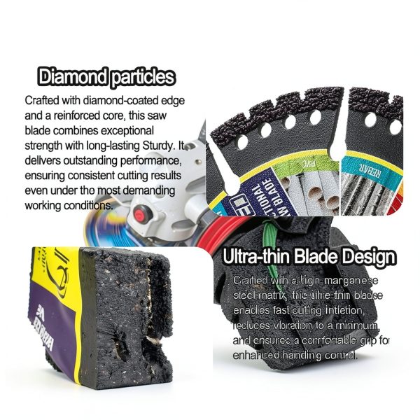 5 Pieces Diamond Multi-Purpose Saw Blades 4.5" for Marble, Tile,-3