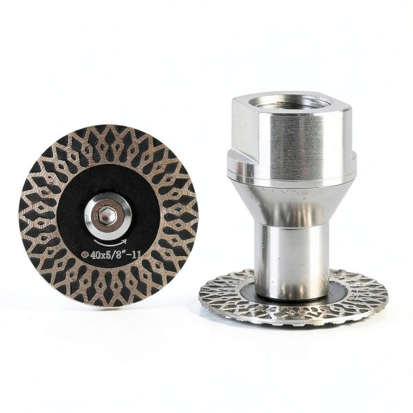 LOZLIN 5-Piece 40mm Diamond Engraving Blade & Saw Kit with Removable Flange (5/8-11 Thread) for Granite Marble Ceramic PVC Precision Lettering - Multi-Material Carving Tools-2