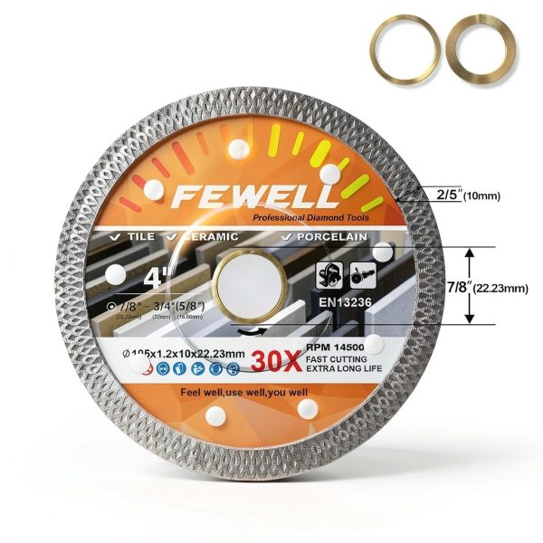 FEWELL 4 Inch Porcelain Diamond Blade Super Thin Diamond Tile Blade 3 Pcs/Lot for Cutting Porcelain Tiles Ceramic-1