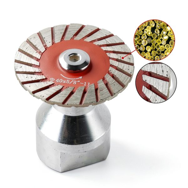 LOZLIN 5-Piece 40mm Diamond Saw Blade & Sanding Disc Kit with Removable Flange (5/8-11 Thread) for Granite Marble Tombstone Beveling Carving Lettering - Multi-Purpose Stone Processing Tools-3