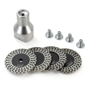 LOZLIN 5-Piece 40mm Diamond Engraving Blade & Saw Kit with Removable Flange (5/8-11 Thread) for Granite Marble Ceramic PVC Precision Lettering - Multi-Material Carving Tools-0