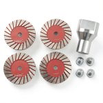 LOZLIN 5-Piece 40mm Diamond Saw Blade & Sanding Disc Kit with Removable Flange (5/8-11 Thread) for Granite Marble Tombstone Beveling Carving Lettering - Multi-Purpose Stone Processing Tools-0