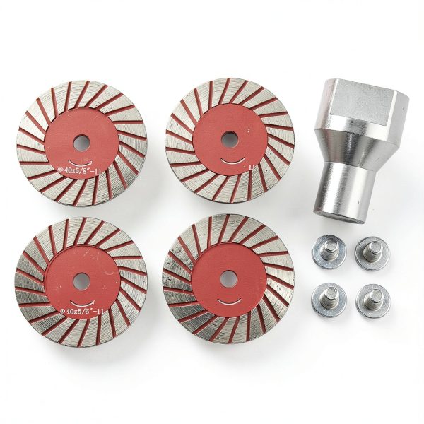 LOZLIN 5-Piece 40mm Diamond Saw Blade & Sanding Disc Kit with Removable Flange (5/8-11 Thread) for Granite Marble Tombstone Beveling Carving Lettering - Multi-Purpose Stone Processing Tools-0