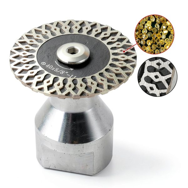 LOZLIN 5-Piece 40mm Diamond Engraving Blade & Saw Kit with Removable Flange (5/8-11 Thread) for Granite Marble Ceramic PVC Precision Lettering - Multi-Material Carving Tools-3