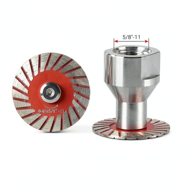 LOZLIN 5-Piece 40mm Diamond Saw Blade & Sanding Disc Kit with Removable Flange (5/8-11 Thread) for Granite Marble Tombstone Beveling Carving Lettering - Multi-Purpose Stone Processing Tools-2